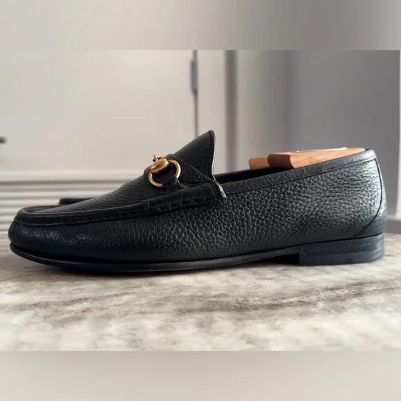 GUCCI 1953 Horsebit Leather Loafer Black 8/ 8.5 US $1000 Brixton Jordaan Pebbled